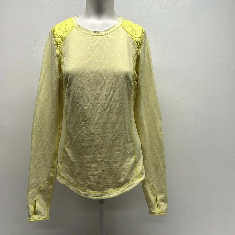 Lululemon Run Ice Queen Shirt Top Tee Long Sleeve Slope Striped Clarity Yellow 8